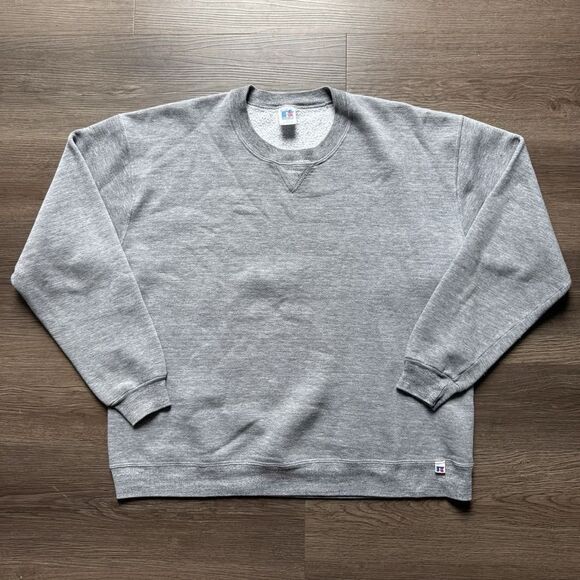 VTG 80s Russell Athletic Sweatshirt Adult XL Gray Tri-Blend Crewneck Blank USA - Picture 1 of 8